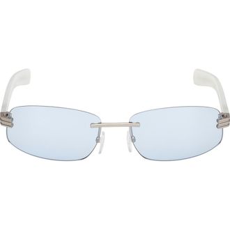 adidas 61mm Rectangular Sunglasses in Matte Palladium/Blue at Nordstrom Rack