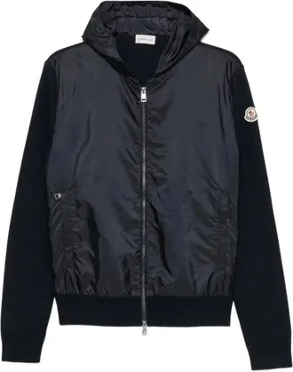 Moncler Hybrid Hooded Cardigan - male - Moncler - Bomber Jackets - Blue - 2XL - Jackets