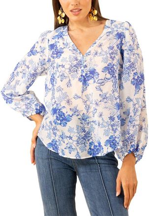 Hale Bob Elliot Long Sleeve Silk-Blend Top