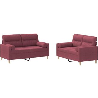 vidaXL Juego De Sof&aacute;s Con Cojines 2 Piezas Tela Rojo Tinto Vidaxl