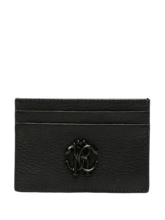 Roberto Cavalli RC-plaque leather cardholder - Black