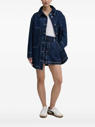 HUGO BOSS embroidered-logo denim shirt - Blue