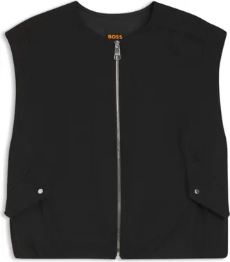 BOSS Zip-front waistcoat in twill