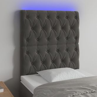 vidaXL Cabecero Con Luces Led Terciopelo Gris Oscuro 80x7x118/128 Cm Vidaxl