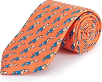 Oliver Brown Pure Silk Toucan Tie - Orange