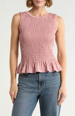 Cyrus Smocked Ruffle Hem Tank in Red Bean at Nordstrom Rack, Size X-Large