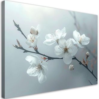 Feeby Cuadro En Lienzo Ramita Flores De Manzano Plantas 100x70