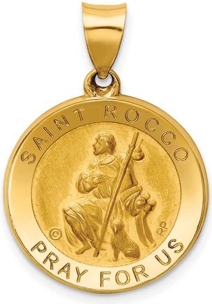 Diamond2Deal 14k Yellow Gold Polished Satin St. Rocco Hollow Medal Pendant