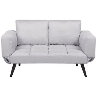 Beliani Beliani - Sof&aacute; Cama 2 Plazas Gris Claro Reposabrazos Ajustables Estilo Minimalista Brekke