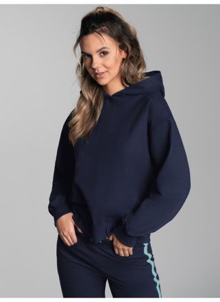 Trigema Langarmshirt TRIGEMA TRIGEMA D&uuml;nner Oversize-Hoodie, Damen, Gr. XXL, blau (navy), 50% Baumwolle, 50% Polyester, Basic, Shirts Langarmshirt