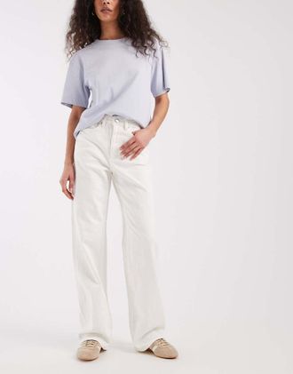 Vero Moda Tessa - Jeans a fondo ampio a vita alta bianco acceso