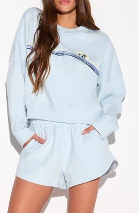 Spiritual Gangster Sunset Stripe Cotton Graphic Sweatshirt in Crystal Blue at Nordstrom Rack, Size X-Large