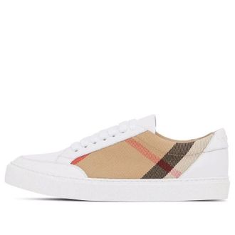 Burberry (WMNS) Burberry 25 Check and Leather Sneakers Optic White 80567121