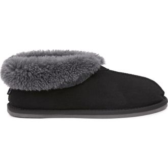 Celtic & Co. British Shearling Bootee Slippers in Black /Grey at Nordstrom, Size 11