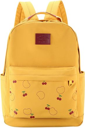 Generic Nylon Aesthetic Backpack with Inner Compartment School Bag for Teenagers (Yellow)
