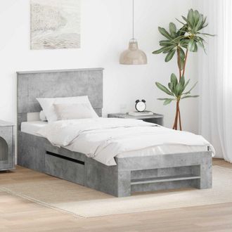 vidaXL Estructura De Cama Con Cabecera Gris Concreto 80 X 200 Cm Vidaxl