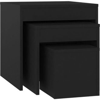 vidaXL Vidaxl - Mesas Apilables 3 Piezas Madera Contrachapada Negro