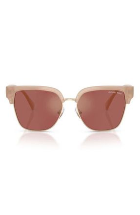 Michael Kors St. Eustatius 56mm Square Sunglasses in Dark Tan /Wine Mirror at Nordstrom