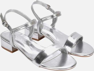 XY London Womens XY London Womens/Ladies Moana Metallic Low Block Heel Sandals - Silver - Size: 7