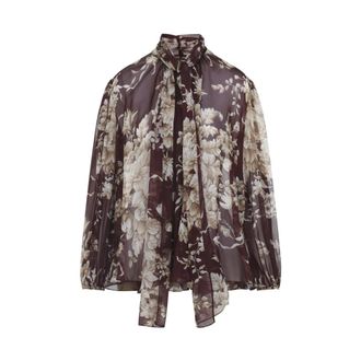 Dolce & Gabbana Blouses, female, Multicolor, Size: XS Chiffon Bow Blouse