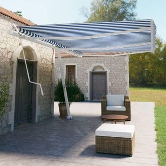 vidaXL Toldo De Pie Autom&aacute;tico Azul Y Blanco 600x350 Cm Vidaxl