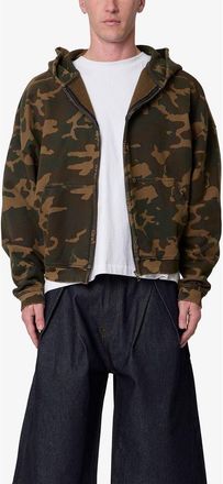 mnml Camouflage Oversize Cotton Full-Zip Hoodie in Green at Nordstrom, Size Xx-Large