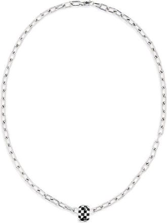 Adina Reyter 4mm Italian Chain + Black Ceramic Checkerboard Big Bead Necklace in Silver at Nordstrom