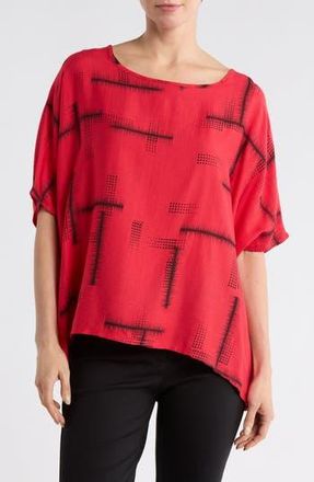 Patrizia Luca Short Sleeve Boxy Top in Red at Nordstrom Rack, Size Large/x-Large
