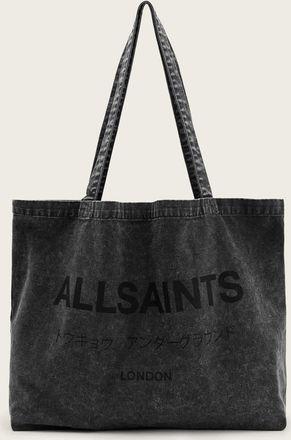 AllSaints Cotton Underground Acid Wash Logo Tote Bag, Size: One Size