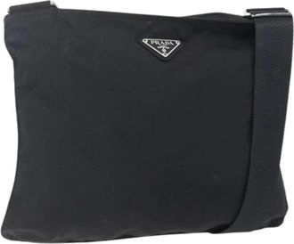 Prada Pre-owned Cross Body Bags, female, Black, Size: ONE SIZE Pre-owned Nylon Cross Body Bag