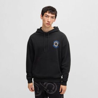 HUGO BOSS Hugo Mens Nothentico Seasonal Artwork Hoodie in Black Cotton - Size Medium