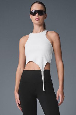 Alo Alosoft Ribbed Revelation Tank Top in White, Size: Medium