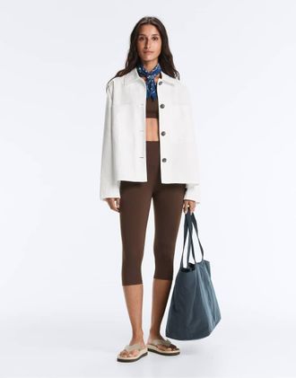 Oysho Giacca in misto cotone bianco sporco con tasca