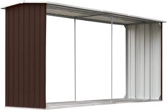 vidaXL Vidaxl Casetilla Para Le&ntilde;a Acero Galvanizado Marr&oacute;n 330x92x153 Cm