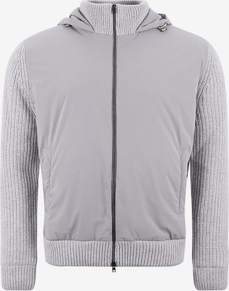 Herno Cob Carded-Strick- und Ponente-Nylon-Cardigan Resort