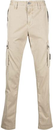 Stone Island Compass-patch cargo trousers - men - Cotton/Spandex/Elastane - 28 - Neutrals