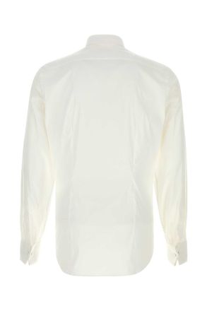 Prada Mens White Stretch Poplin Shirt Bianco Camicie