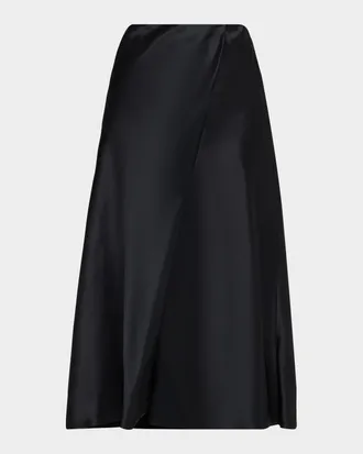 Khaite Demi Satin Midi Wrap Skirt