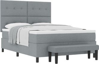 vidaXL Box Spring Bed with Mattress Light Grey 140 x 200 cm Fabric vidaXL