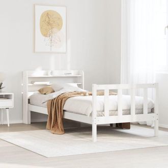 vidaXL Bed Frame without Mattress White 90x190 cm Single Solid Wood Pine vidaXL