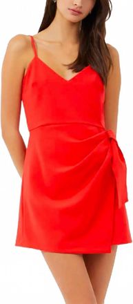 French Connection Whisper Bow V-Neck Mini Dress In Hibiscus