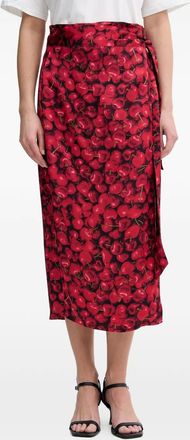 Never Fully Dressed cherry-print wrap midi skirt - Red
