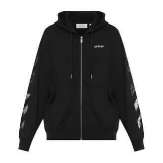 Off-white Zip-throughs, male, Black, Size: L Sweatshirt with printed logo