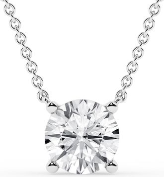 Grown Brilliance 1 1/2 Carat Round Lab Grown Solitaire Diamond Pendant Necklace in Sterling Silver, Lobster Clasp, G Color, SI Clarity