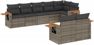 vidaXL Vidaxl - Set De Sof&aacute;s De Jard&iacute;n 8 Pzas Y Cojines Rat&aacute;n Sint&eacute;tico Gris