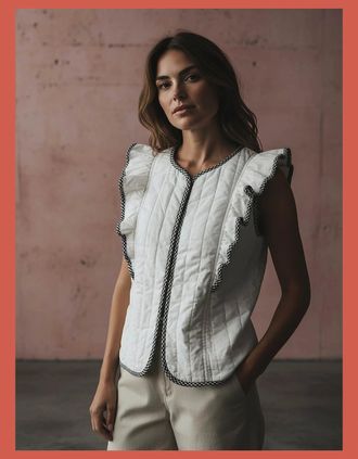 Nooki Design Womens Aster Padded Frill Gilet - White - Size: 10/8