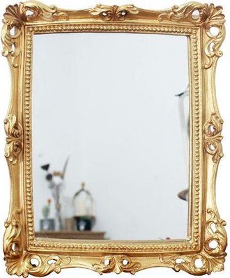 OEM Espejo Decorativo Vintage, Espejo De Mesa Cuadrado De Pared Color Oro Antiguo (24 X 28 Cm)