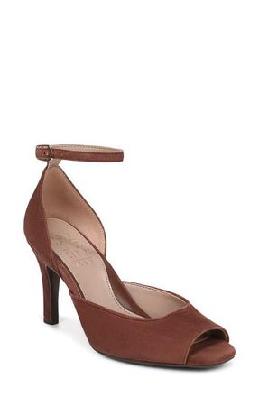 Naturalizer Asha Ankle Strap Peep Toe Pump in Cappuccino at Nordstrom, Size 6.5