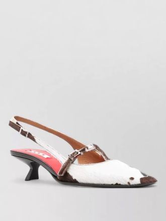 Marni slingback calf hair pointed toe sandals