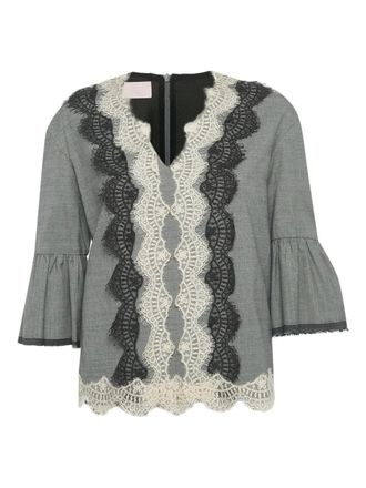 Giambattista Valli lace detailing blouse - Grey